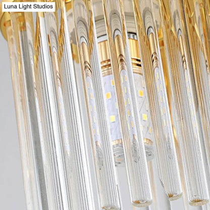DecorBites™ DecorBites™ Sleek Crystal Rod Ceiling Light Fixture - Postmodern Semi Flush Mount Lamp (5/10/12 Heads)