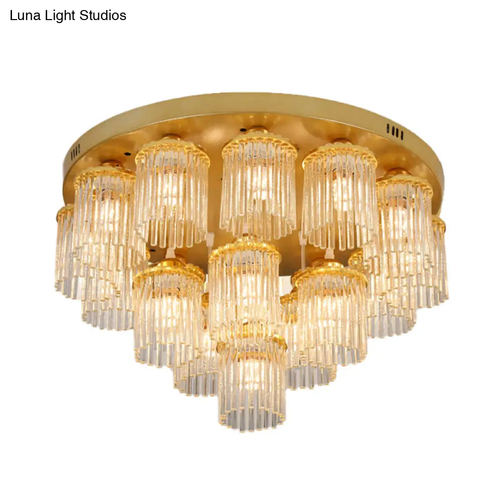 DecorBites™ DecorBites™ Sleek Crystal Rod Ceiling Light Fixture - Postmodern Semi Flush Mount Lamp (5/10/12 Heads)