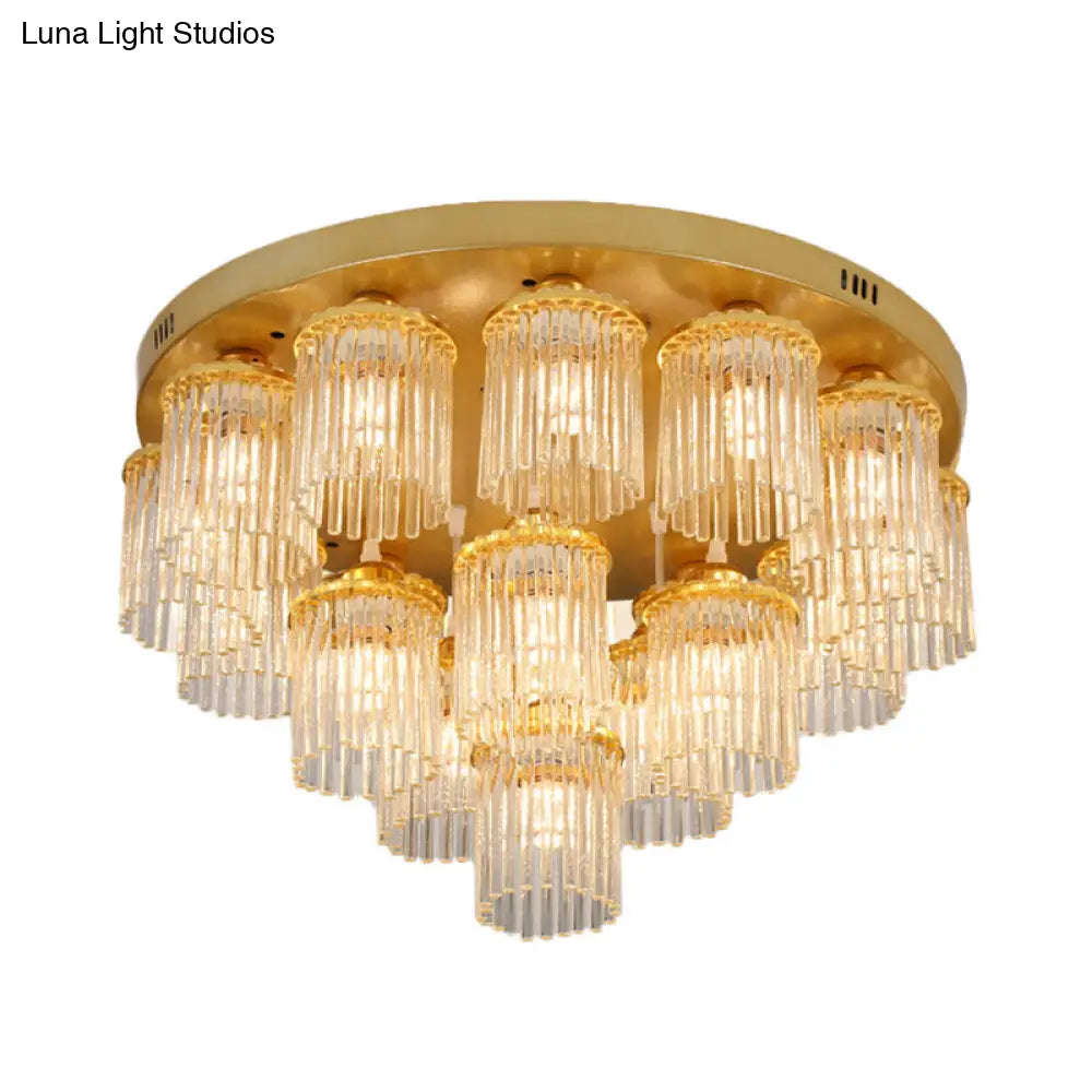 DecorBites™ DecorBites™ Sleek Crystal Rod Ceiling Light Fixture - Postmodern Semi Flush Mount Lamp (5/10/12 Heads)