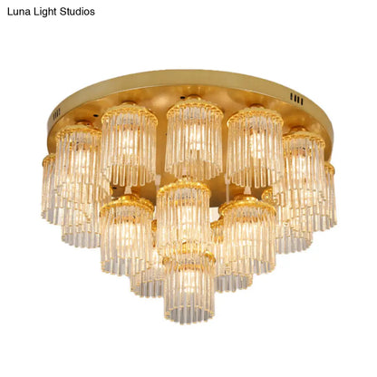 DecorBites™ DecorBites™ Sleek Crystal Rod Ceiling Light Fixture - Postmodern Semi Flush Mount Lamp (5/10/12 Heads)