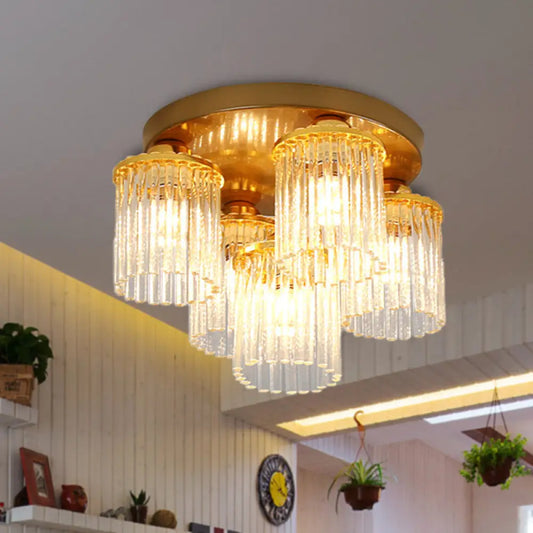 DecorBites™ DecorBites™ Sleek Crystal Rod Ceiling Light Fixture - Postmodern Semi Flush Mount Lamp (5/10/12 Heads)