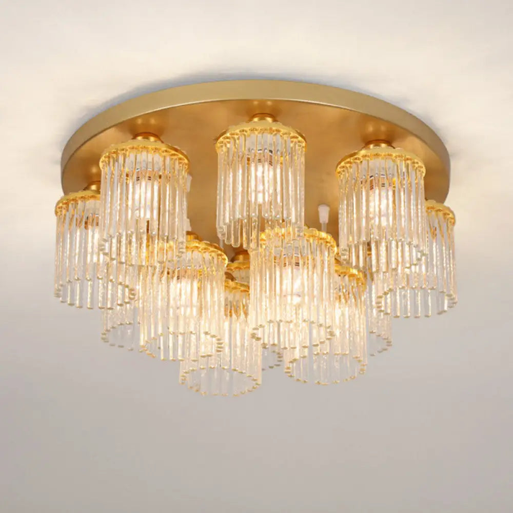 DecorBites™ DecorBites™ Sleek Crystal Rod Ceiling Light Fixture - Postmodern Semi Flush Mount Lamp (5/10/12 Heads)