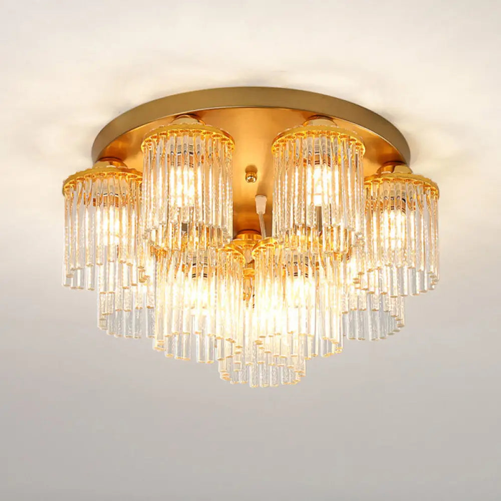 DecorBites™ DecorBites™ Sleek Crystal Rod Ceiling Light Fixture - Postmodern Semi Flush Mount Lamp (5/10/12 Heads)