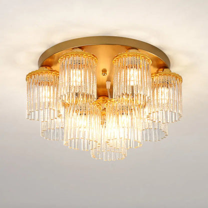 DecorBites™ DecorBites™ Sleek Crystal Rod Ceiling Light Fixture - Postmodern Semi Flush Mount Lamp (5/10/12 Heads)