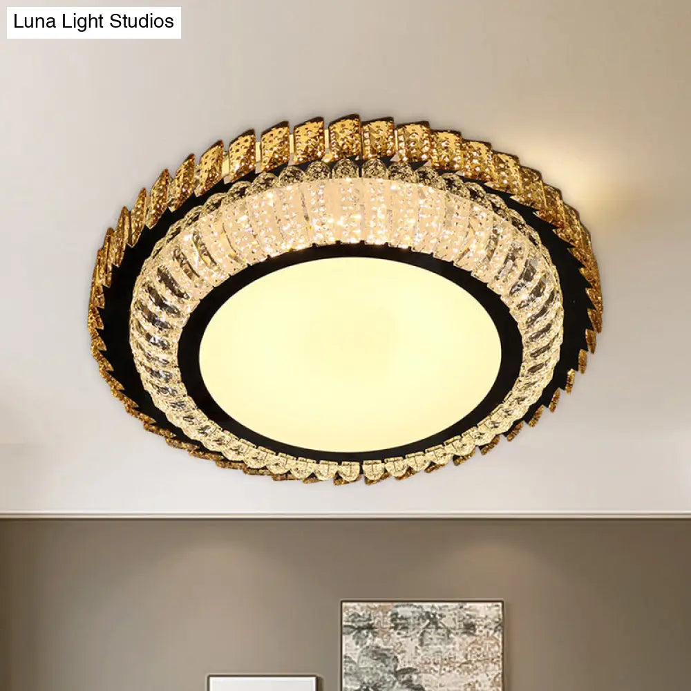 DecorBites™ DecorBites™ Sleek Crystal Round Ceiling Flush Mount LED Lamp in Stainless Steel - Ideal for Simplicity Bedroom Décor