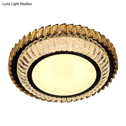 DecorBites™ DecorBites™ Sleek Crystal Round Ceiling Flush Mount LED Lamp in Stainless Steel - Ideal for Simplicity Bedroom Décor