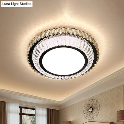DecorBites™ DecorBites™ Sleek Crystal Round Ceiling Flush Mount LED Lamp in Stainless Steel - Ideal for Simplicity Bedroom Décor