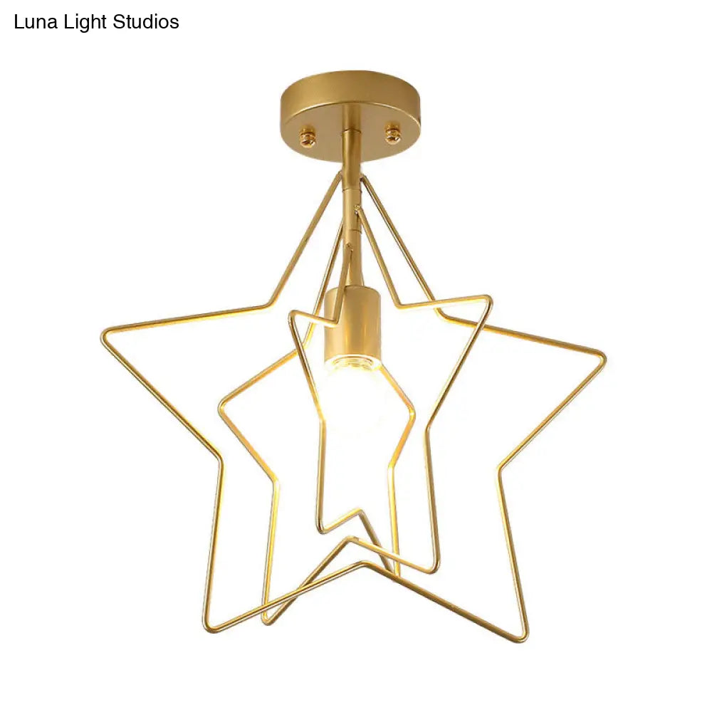 DecorBites™ DecorBites™ Sleek Geometric Metal Semi-Flush Ceiling Light Fixture