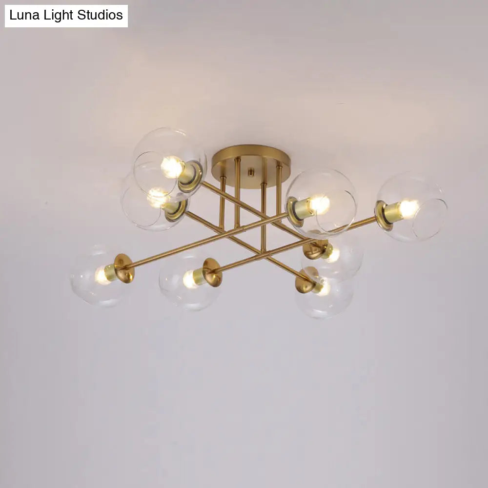 DecorBites™ DecorBites™ Sleek Glass Ball Semi Flush Mount Light - Postmodern Brass Ceiling Highlight for Dining Room