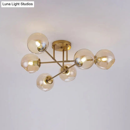 DecorBites™ DecorBites™ Sleek Glass Ball Semi Flush Mount Light - Postmodern Brass Ceiling Highlight for Dining Room