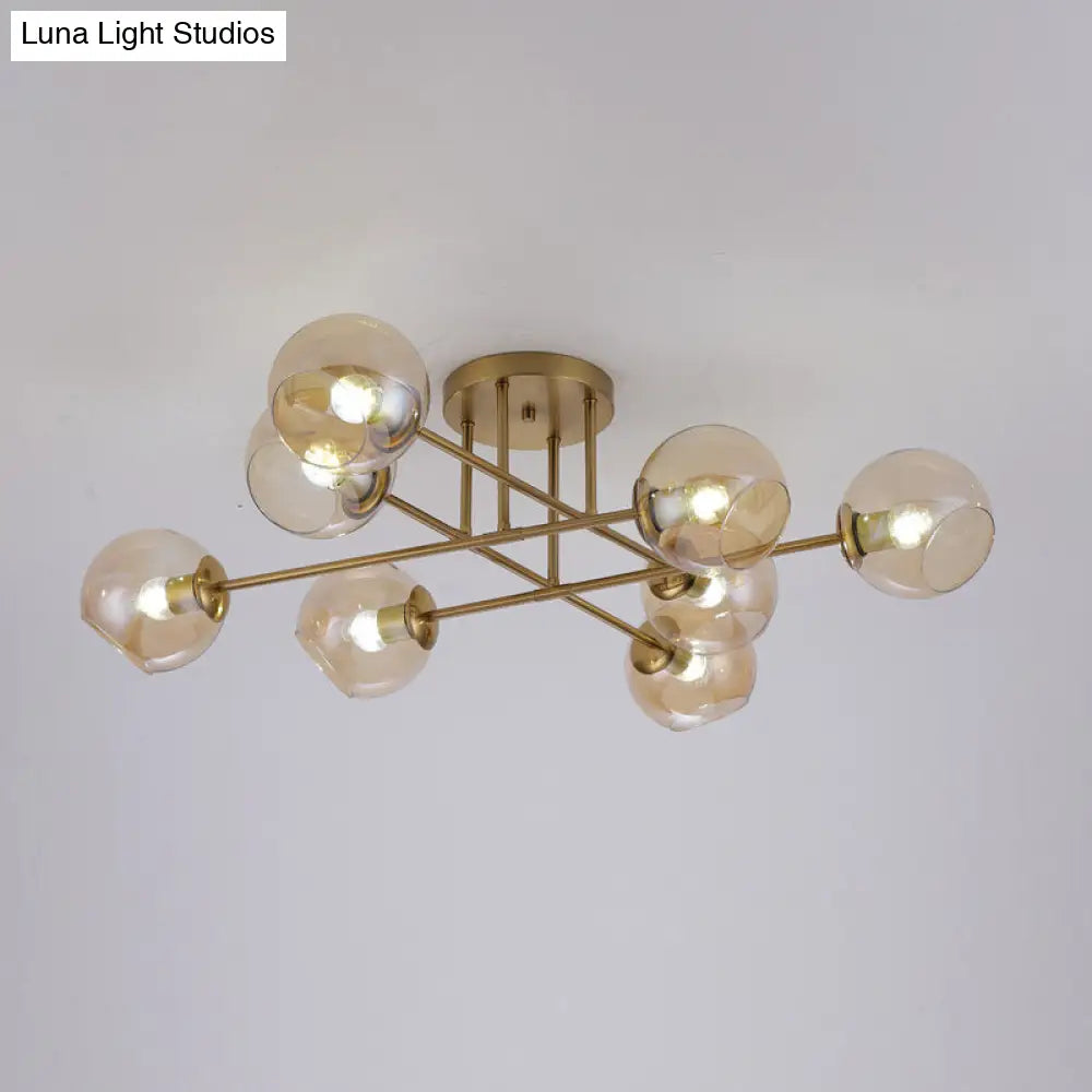 DecorBites™ DecorBites™ Sleek Glass Ball Semi Flush Mount Light - Postmodern Brass Ceiling Highlight for Dining Room