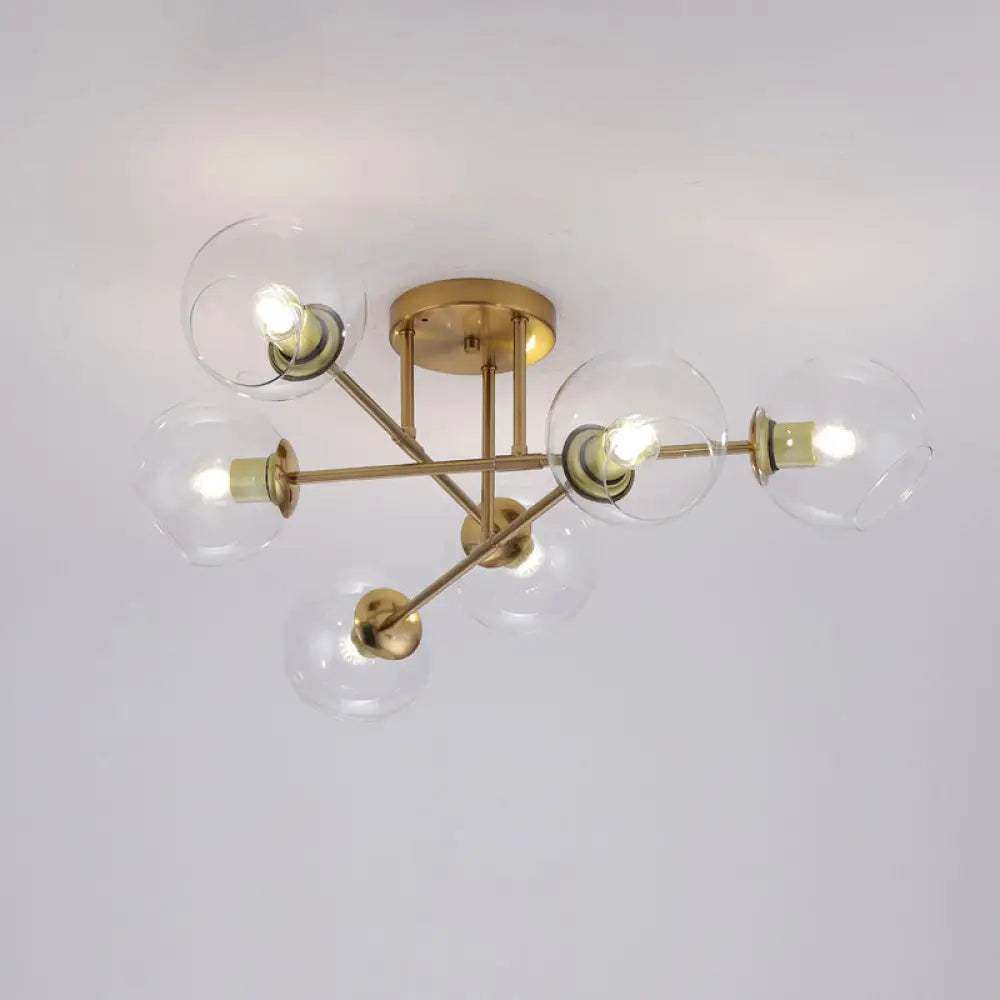 DecorBites™ DecorBites™ Sleek Glass Ball Semi Flush Mount Light - Postmodern Brass Ceiling Highlight for Dining Room
