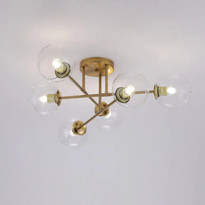 DecorBites™ DecorBites™ Sleek Glass Ball Semi Flush Mount Light - Postmodern Brass Ceiling Highlight for Dining Room