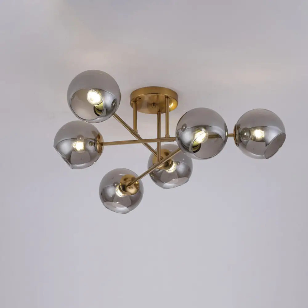 DecorBites™ DecorBites™ Sleek Glass Ball Semi Flush Mount Light - Postmodern Brass Ceiling Highlight for Dining Room