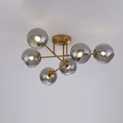 DecorBites™ DecorBites™ Sleek Glass Ball Semi Flush Mount Light - Postmodern Brass Ceiling Highlight for Dining Room