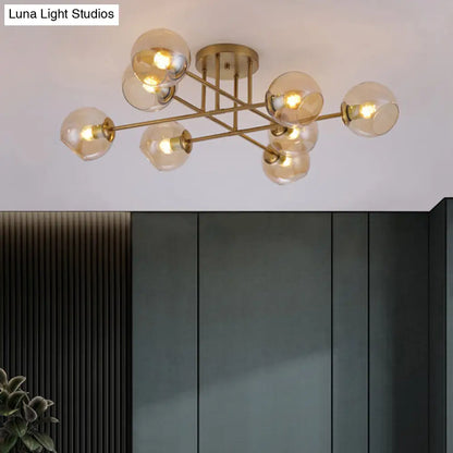 DecorBites™ DecorBites™ Sleek Glass Ball Semi Flush Mount Light - Postmodern Brass Ceiling Highlight for Dining Room