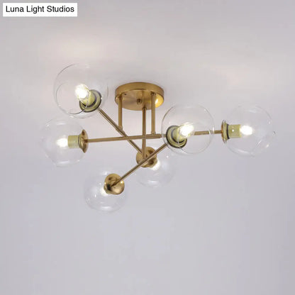 DecorBites™ DecorBites™ Sleek Glass Ball Semi Flush Mount Light - Postmodern Brass Ceiling Highlight for Dining Room