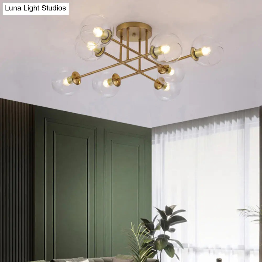 DecorBites™ DecorBites™ Sleek Glass Ball Semi Flush Mount Light - Postmodern Brass Ceiling Highlight for Dining Room