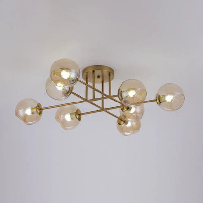 DecorBites™ DecorBites™ Sleek Glass Ball Semi Flush Mount Light - Postmodern Brass Ceiling Highlight for Dining Room
