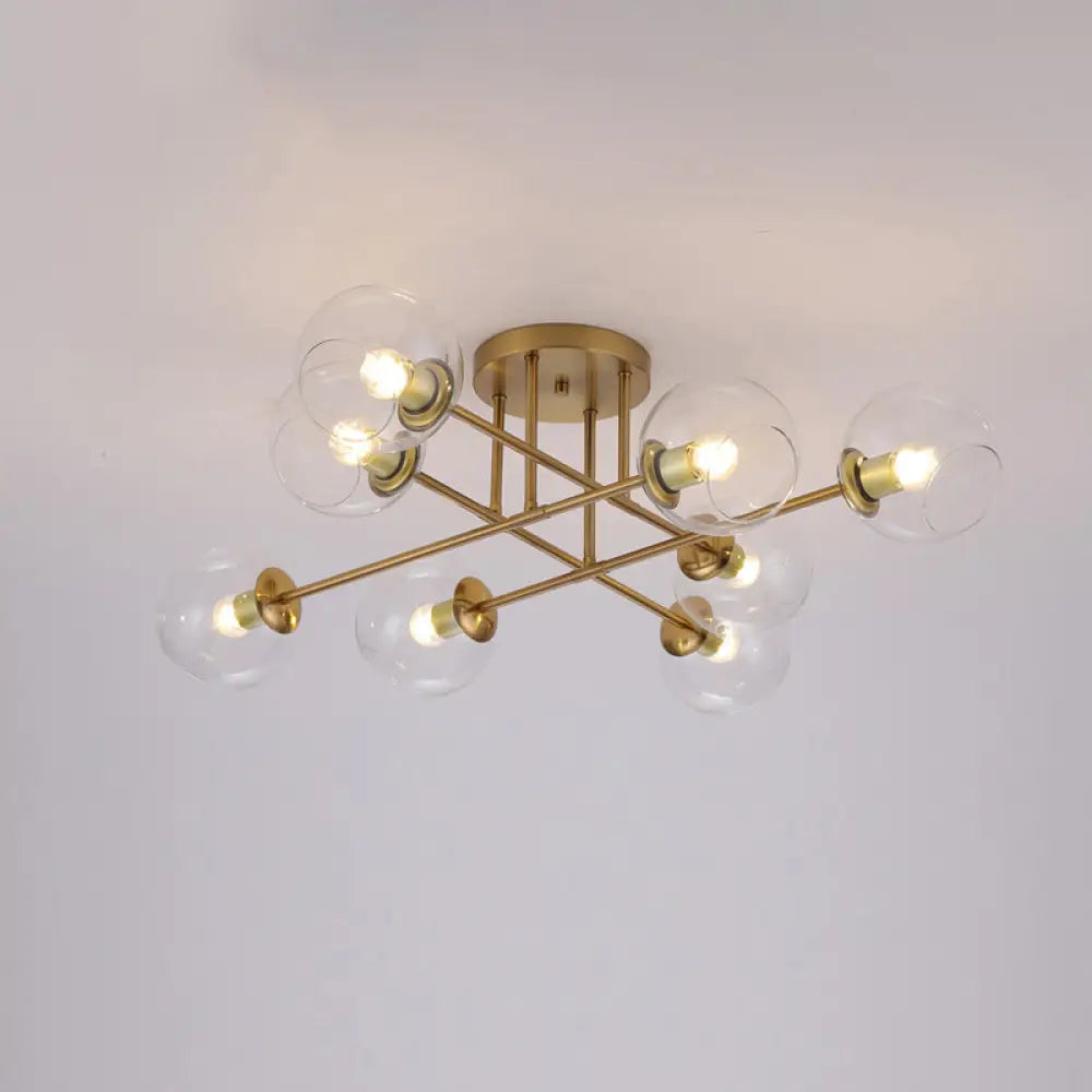 DecorBites™ DecorBites™ Sleek Glass Ball Semi Flush Mount Light - Postmodern Brass Ceiling Highlight for Dining Room