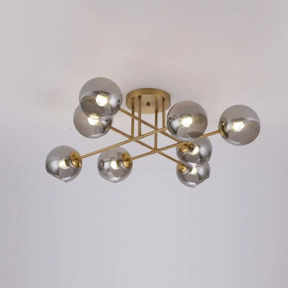 DecorBites™ DecorBites™ Sleek Glass Ball Semi Flush Mount Light - Postmodern Brass Ceiling Highlight for Dining Room