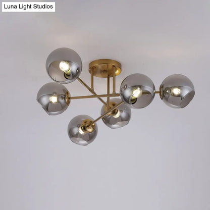 DecorBites™ DecorBites™ Sleek Glass Ball Semi Flush Mount Light - Postmodern Brass Ceiling Highlight for Dining Room
