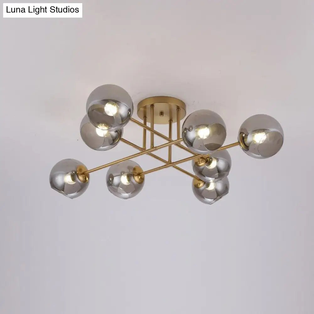 DecorBites™ DecorBites™ Sleek Glass Ball Semi Flush Mount Light - Postmodern Brass Ceiling Highlight for Dining Room