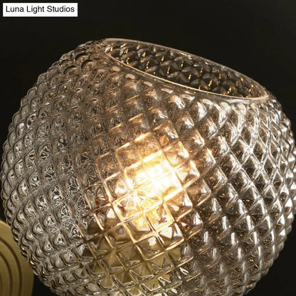 DecorBites™ DecorBites™ Sleek Glass Globe Wall Sconce: Ribbed Simplicity, Brass Finish, Wall Mounted Light Fixture