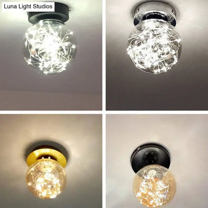 DecorBites™ DecorBites™ Sleek Glass Sphere LED Flush Mount Ceiling Light for Porch