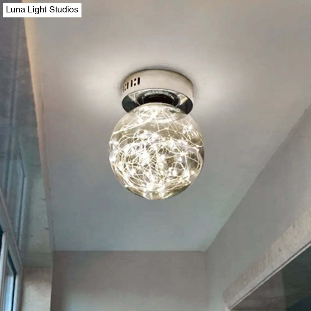DecorBites™ DecorBites™ Sleek Glass Sphere LED Flush Mount Ceiling Light for Porch