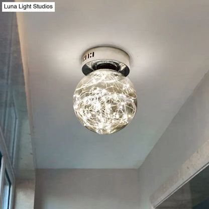 DecorBites™ DecorBites™ Sleek Glass Sphere LED Flush Mount Ceiling Light for Porch