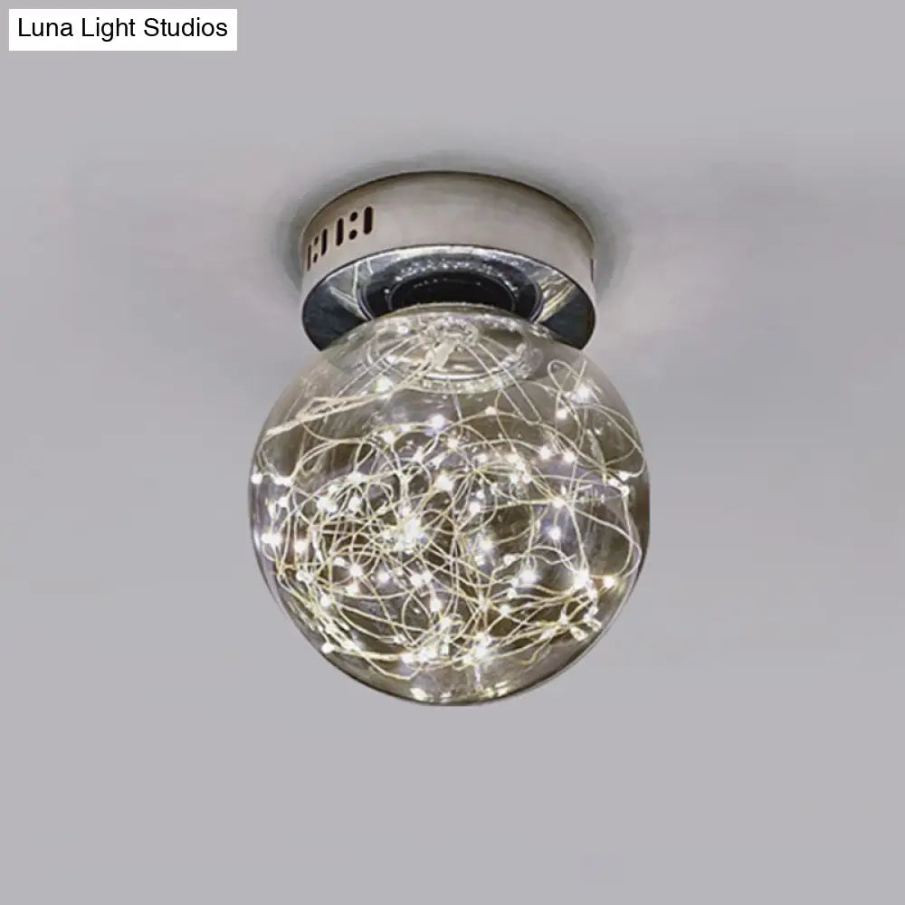 DecorBites™ DecorBites™ Sleek Glass Sphere LED Flush Mount Ceiling Light for Porch
