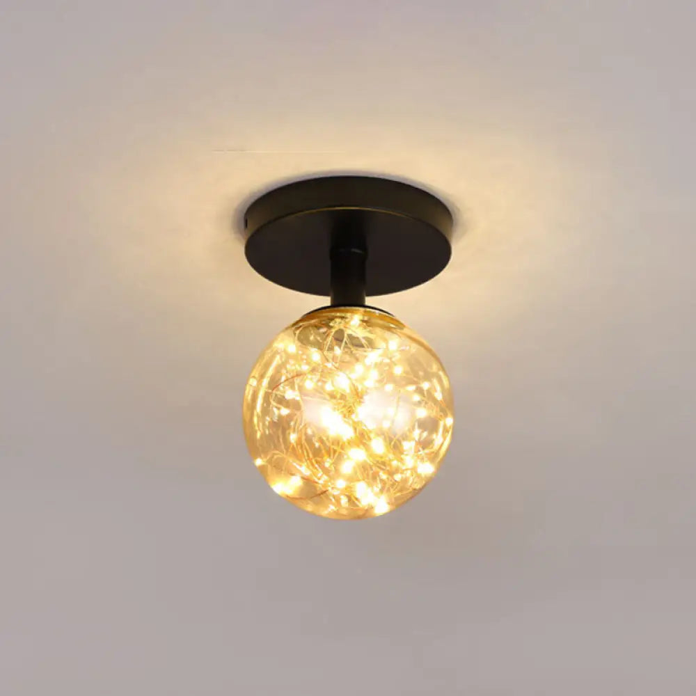 DecorBites™ DecorBites™ Sleek Glass Sphere LED Flush Mount Ceiling Light for Porch
