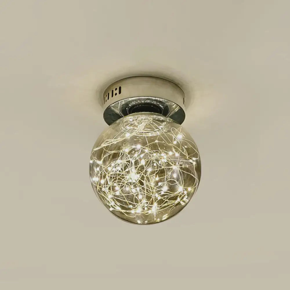 DecorBites™ DecorBites™ Sleek Glass Sphere LED Flush Mount Ceiling Light for Porch
