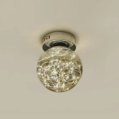 DecorBites™ DecorBites™ Sleek Glass Sphere LED Flush Mount Ceiling Light for Porch