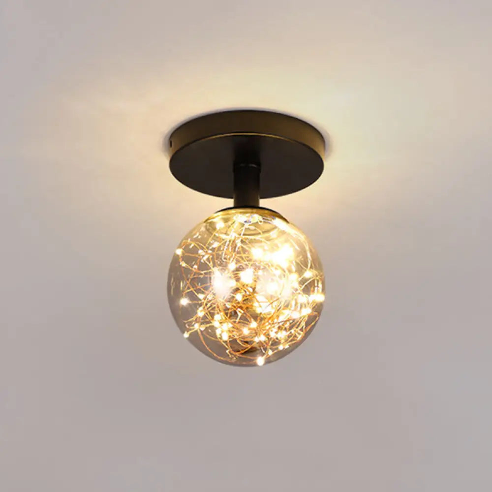 DecorBites™ DecorBites™ Sleek Glass Sphere LED Flush Mount Ceiling Light for Porch