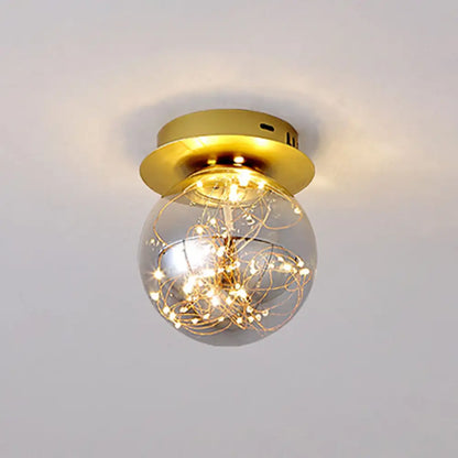 DecorBites™ DecorBites™ Sleek Glass Sphere LED Flush Mount Ceiling Light for Porch