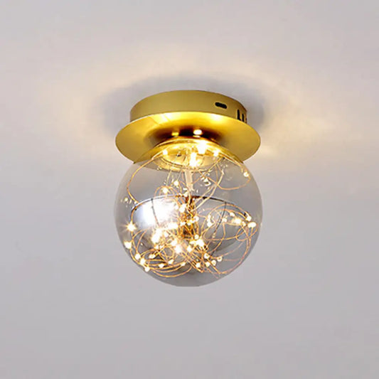 DecorBites™ DecorBites™ Sleek Glass Sphere LED Flush Mount Ceiling Light for Porch