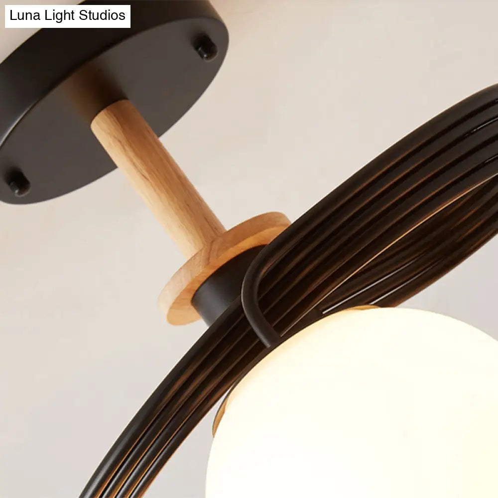 DecorBites™ DecorBites™ Sleek Globe Living Room Illumination: Ultra-Contemporary Milk Glass Semi-Flush Ceiling Light