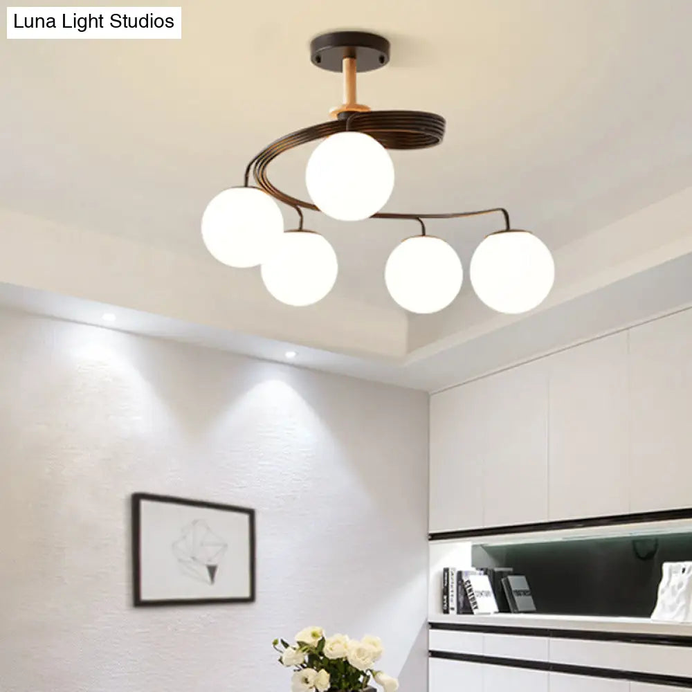 DecorBites™ DecorBites™ Sleek Globe Living Room Illumination: Ultra-Contemporary Milk Glass Semi-Flush Ceiling Light