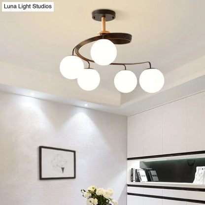 DecorBites™ DecorBites™ Sleek Globe Living Room Illumination: Ultra-Contemporary Milk Glass Semi-Flush Ceiling Light