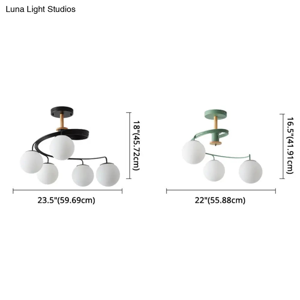DecorBites™ DecorBites™ Sleek Globe Living Room Illumination: Ultra-Contemporary Milk Glass Semi-Flush Ceiling Light
