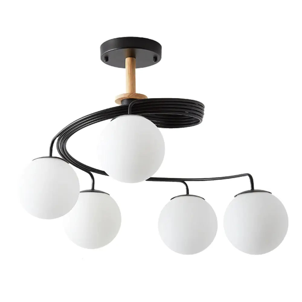 DecorBites™ DecorBites™ Sleek Globe Living Room Illumination: Ultra-Contemporary Milk Glass Semi-Flush Ceiling Light