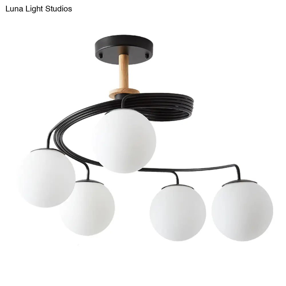 DecorBites™ DecorBites™ Sleek Globe Living Room Illumination: Ultra-Contemporary Milk Glass Semi-Flush Ceiling Light