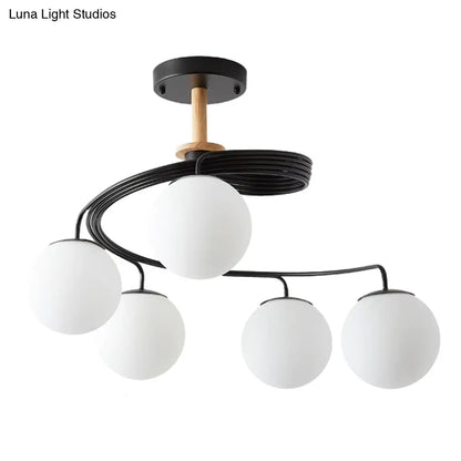 DecorBites™ DecorBites™ Sleek Globe Living Room Illumination: Ultra-Contemporary Milk Glass Semi-Flush Ceiling Light