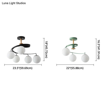 DecorBites™ DecorBites™ Sleek Globe Living Room Illumination: Ultra-Contemporary Milk Glass Semi-Flush Ceiling Light