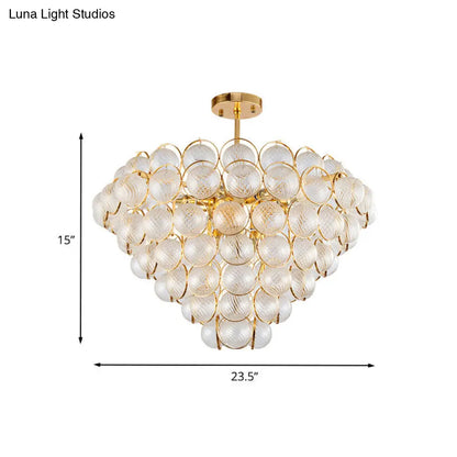 DecorBites™ DecorBites™ Sleek Gold Ceiling Light Fixture with Clear Ribbed Crystal Ball for Tapered Bedroom
