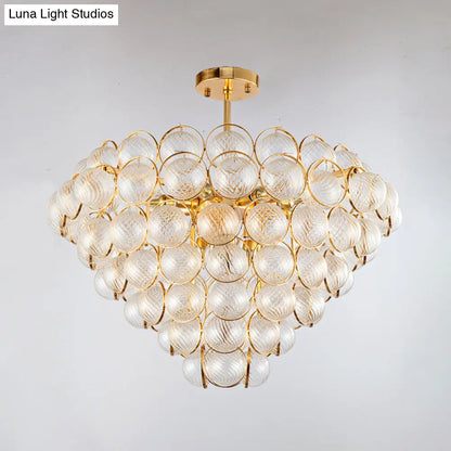 DecorBites™ DecorBites™ Sleek Gold Ceiling Light Fixture with Clear Ribbed Crystal Ball for Tapered Bedroom