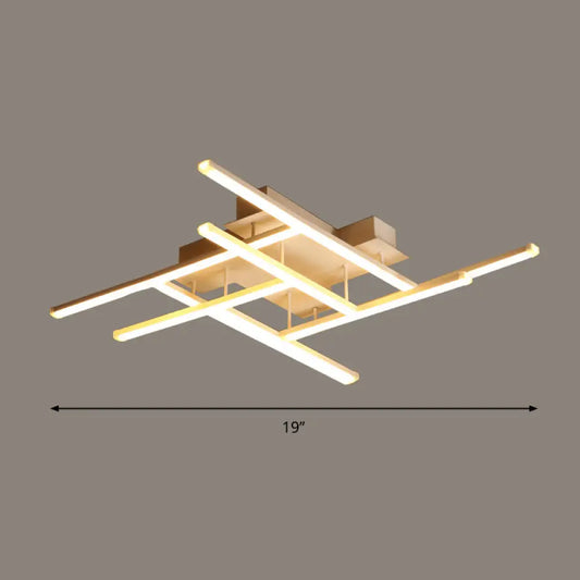 DecorBites™ DecorBites™ Sleek Gold Finish LED Semi Flush Mounted Ceiling Light with Criss-Cross Metal Detail