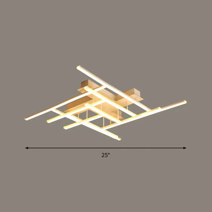 DecorBites™ DecorBites™ Sleek Gold Finish LED Semi Flush Mounted Ceiling Light with Criss-Cross Metal Detail